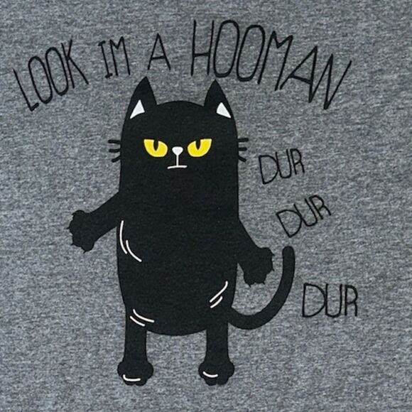 Black Cat Funny Look I’m A Hooman Shirt Tee T-Shirt Top Small S - Picture 2 of 2